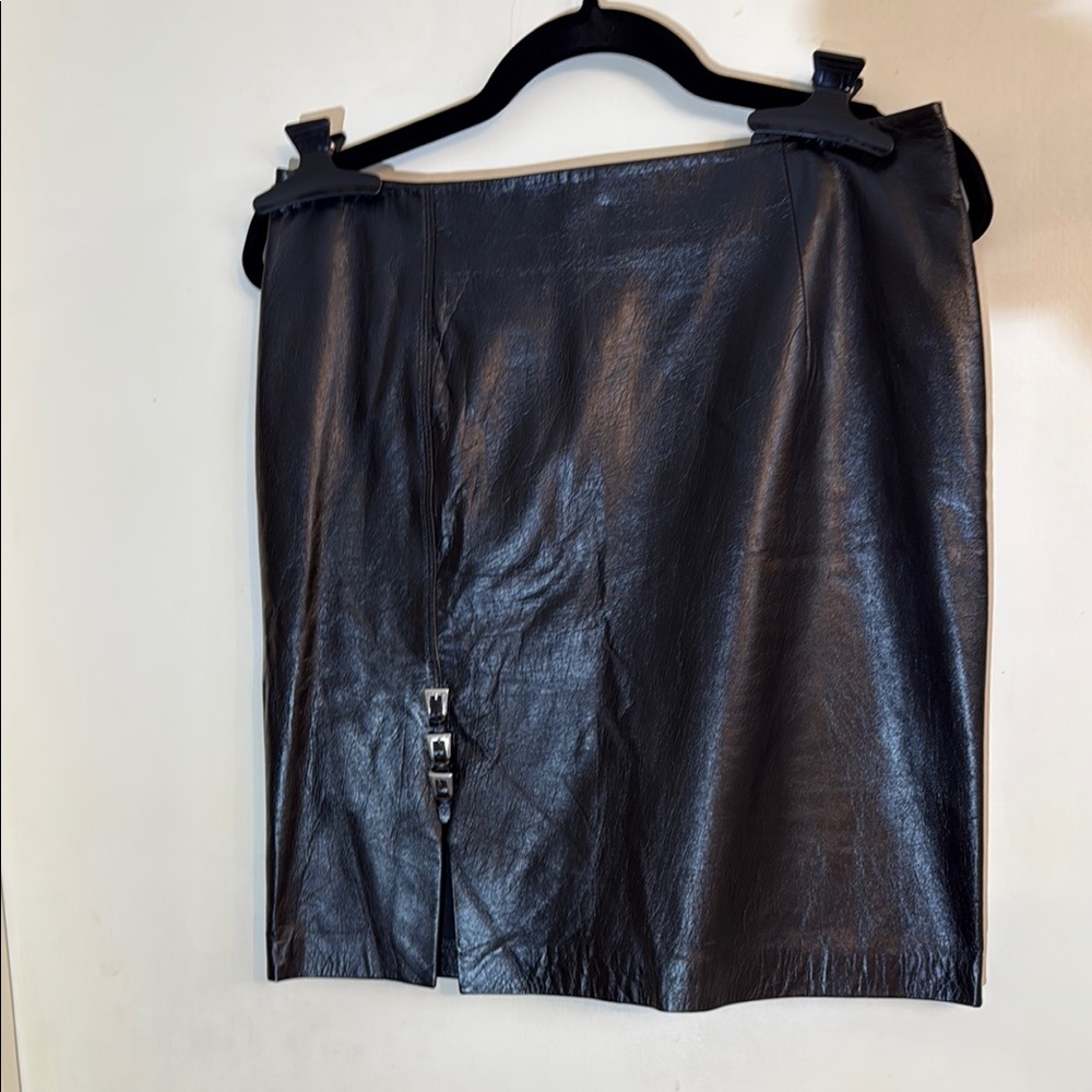 Vintage Black 100% Leather Skirt